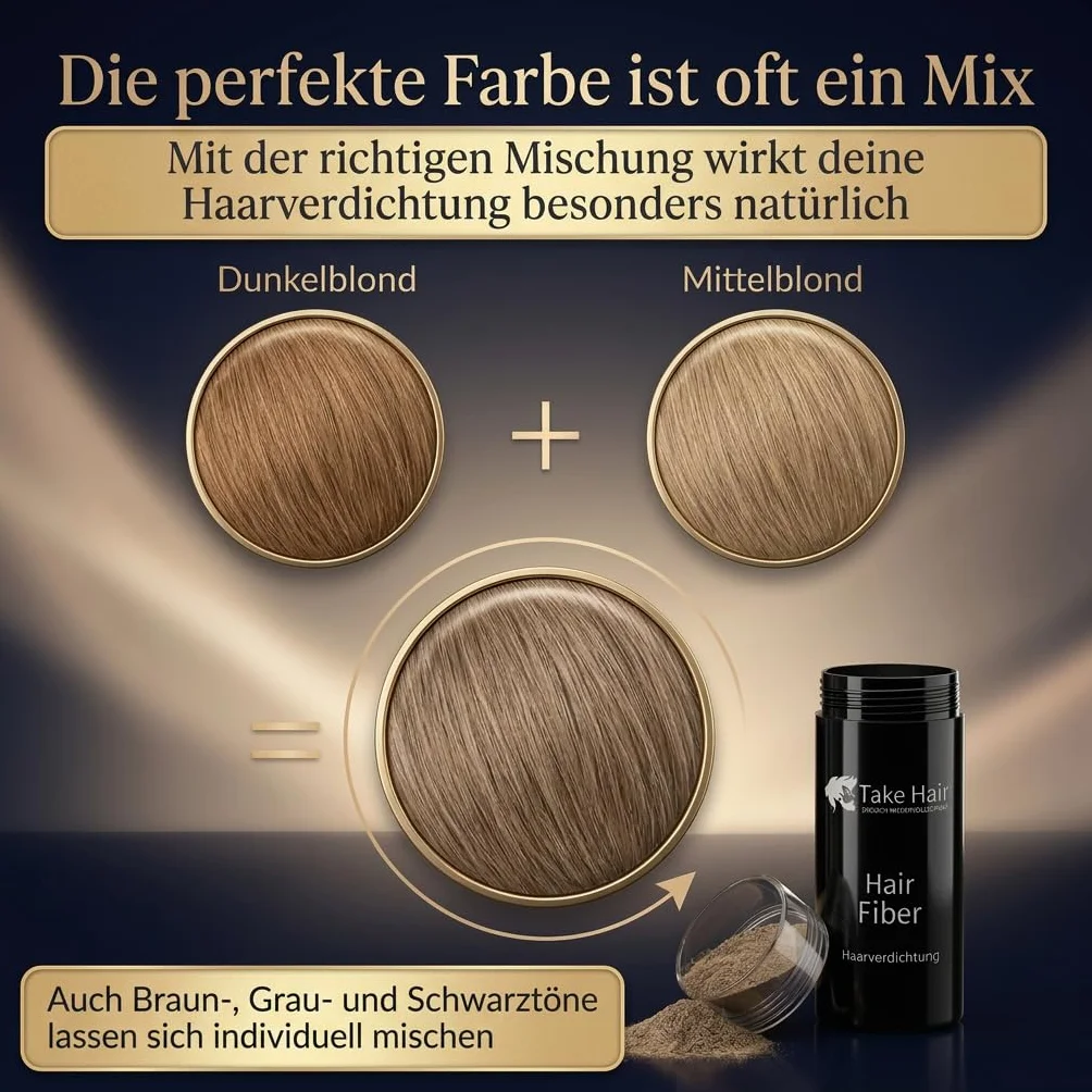 Take Hair Streuhaar für Männer – Schütthaar zur Haarverdichtung & vollem Haar – Haarauffüller für dichten Look in Sekunden – 25g Premium Friseurqualität (Streuhaar Schwarz)