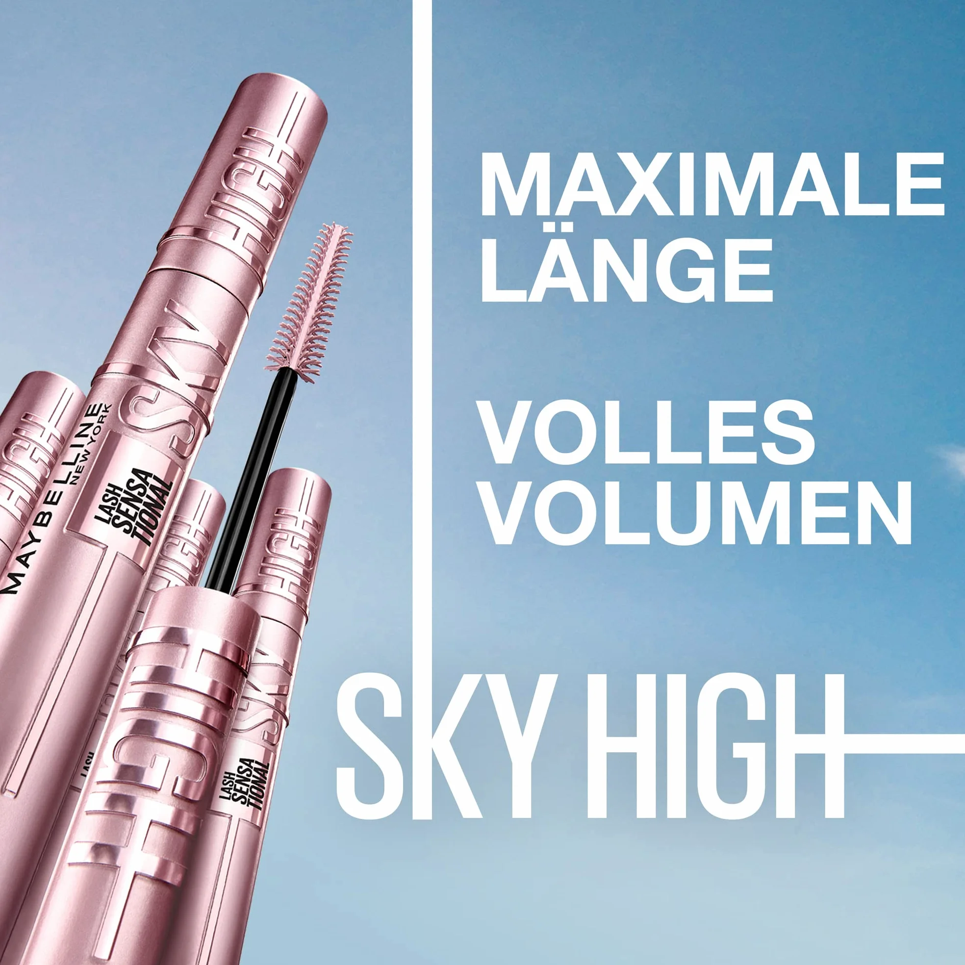 Maybelline New York Augen-Make-up Set, Sky High Mascara für extreme Länge und Volumen & Super Lock Brow Glue Augenbrauengel für 24H starken Halt, mit Bambusextrakt, Transparent & Schwarz, 2-teilig