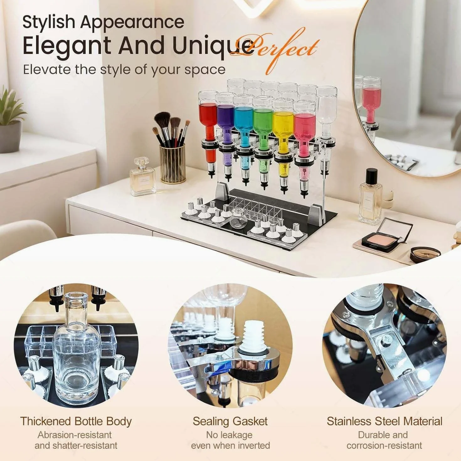Parfümspender-Set mit 12 Pumpaufsätzen und Testbechern, Flüssigkeitstransfer-Set für Proben, 200-ml-Flaschen