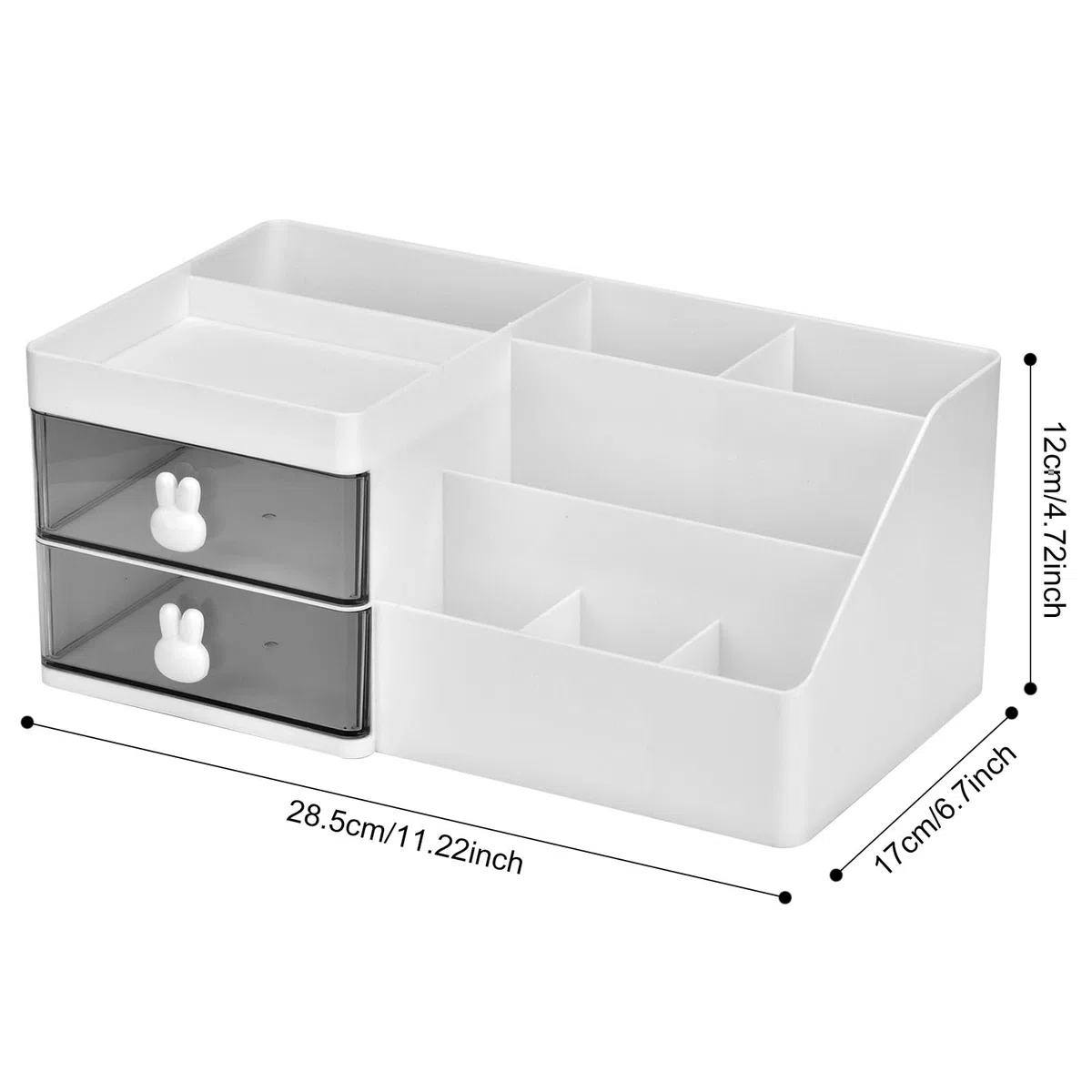 Make Up Organizer Kosmetik Aufbewahrungsbox Schminktisch Kosmetik Organizer mit Schublade, Make-up Schminkbox mit Schubladen für Dresser, Schlafzimmer, Badezimmer (weiß)