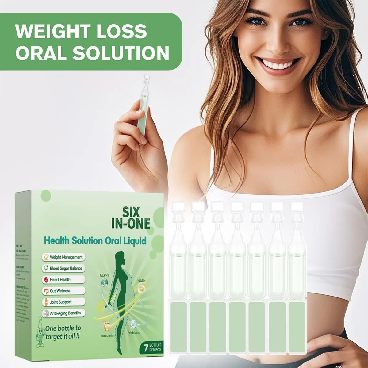 6-in-1 Abnehmen Tropfen, Orale Flüssigkeit zum Abnehmen, Weight Loss Drops, Six-in-One Pflege Tropfen für die tägliche Körperpflege, Bauchfett Schnell Loswerden, für Frauen und Männer