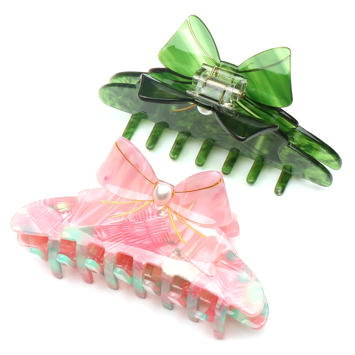 Groß Haarklammer Damen Acetat Haarspange Bogen Haar clips, Grün