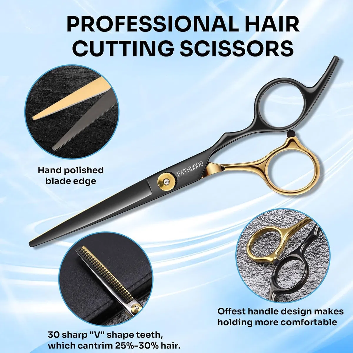 Haarschere Set, 15 Stücke Friseurschere Set Friseurscheren Profi 6,7 Zoll Haarschneideschere Hohe Qualität 440C Delstahl Haarschneide Set für Damen Herren Kinder Familie Friseursalon