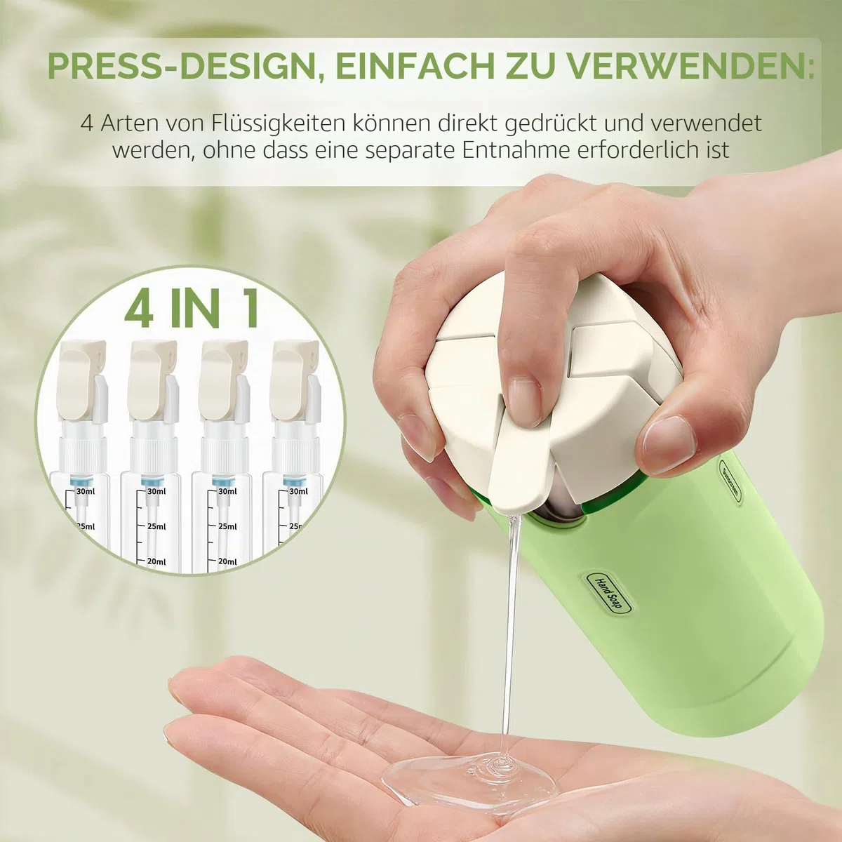 4-in-1-Reisespender, nachfüllbare Reiseflaschen für Toilettenartikel, auslaufsicher, tragbar, mit Skala und Etikett, für Shampoo, Conditioner, Lotion, Creme, Geschäftsflüge, Reisen, Fitnessstudio