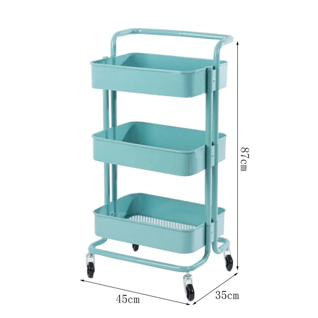 Aufbewahrungswagen Beauty Equipment Auto, Drei Schichten Mit Griff, Medizinischer Behandlungswagen, Krankenhaus, Klinik, Schönheitssalon, Friseursalon, Spezialwagen, Ca. 50 Kg Last/Blue