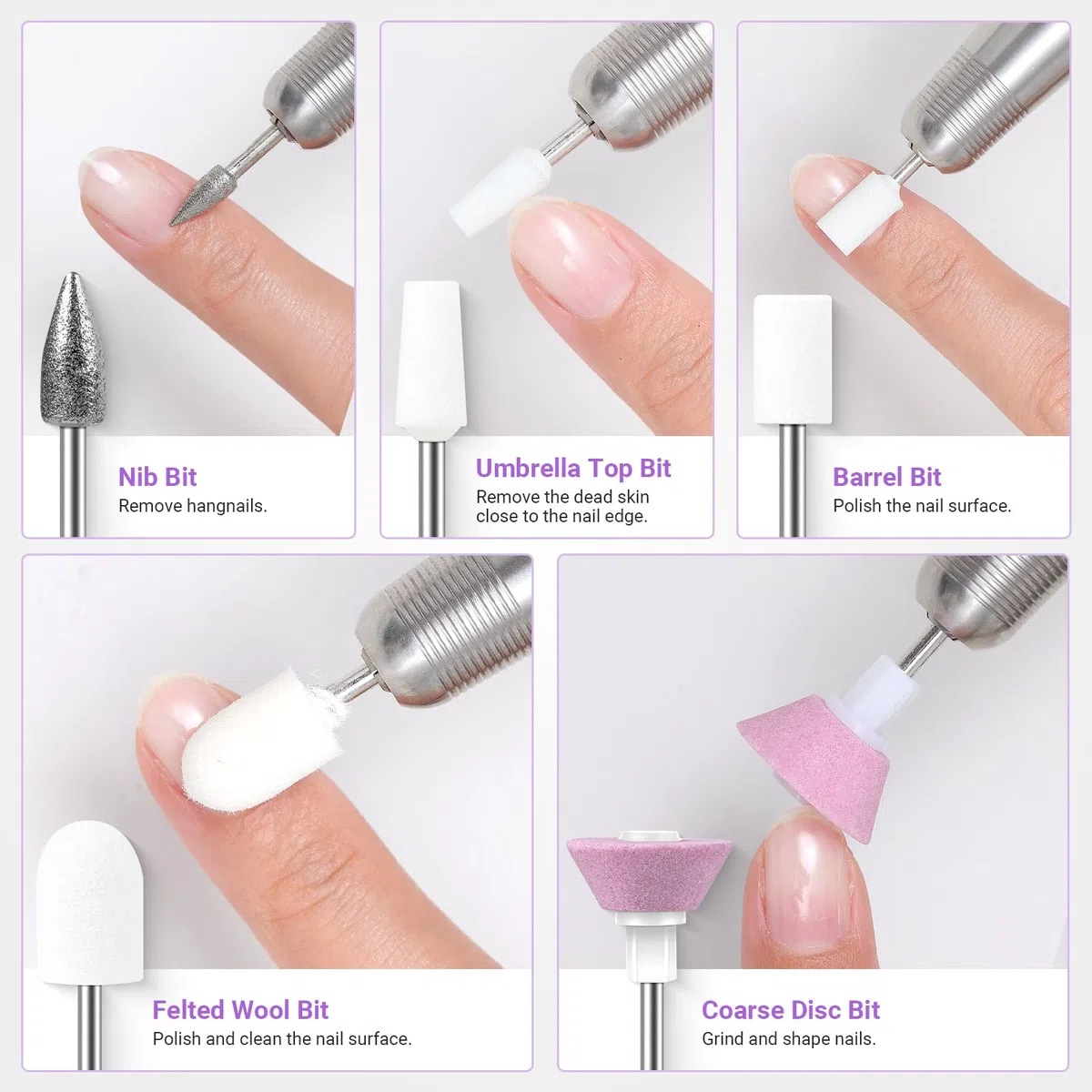 MelodySusie 21 Stück Nagelfräser Aufsätze, 3/32 Zoll Professionelle Nagelfräser Bits, Diamant und Keramik Fräser Nägel Bit, Nagelfräser Bits Set für Maniküre/Pediküre (21 Stück Nagelfräser Bits)