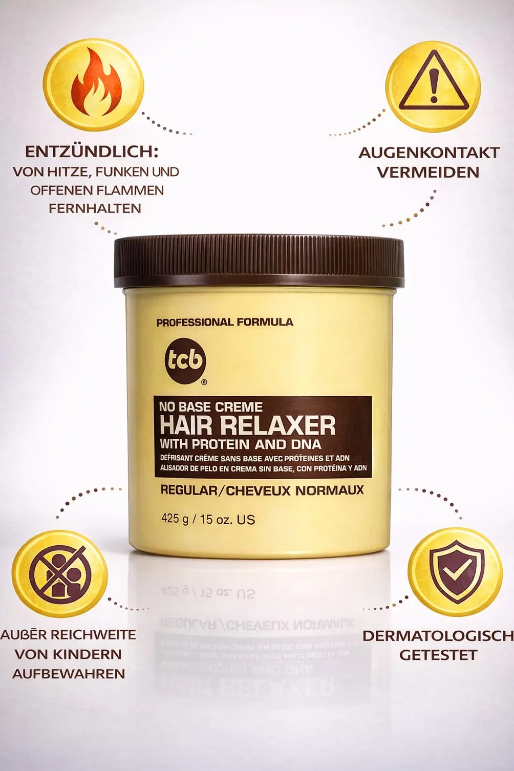 3x Relaxer/Glättungscreme TCB No Base Creme Hair Relaxer REGULAR - NORMAL 425g (Insgesamt - 1275g)