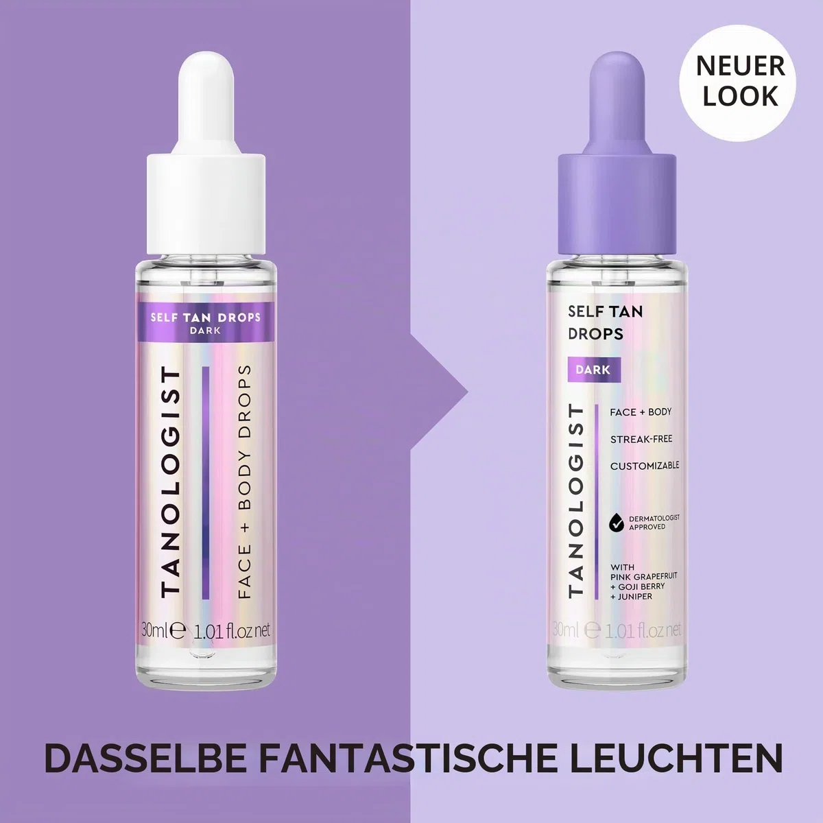 Tanologist Self-Tan Drops Dark – Selbstbräuner Tropfen für Gesicht & Körper – Mischbar mit Pflege – Anpassbare Bräune ohne Streifen – Vegan & Clean – Keine verstopften Poren
