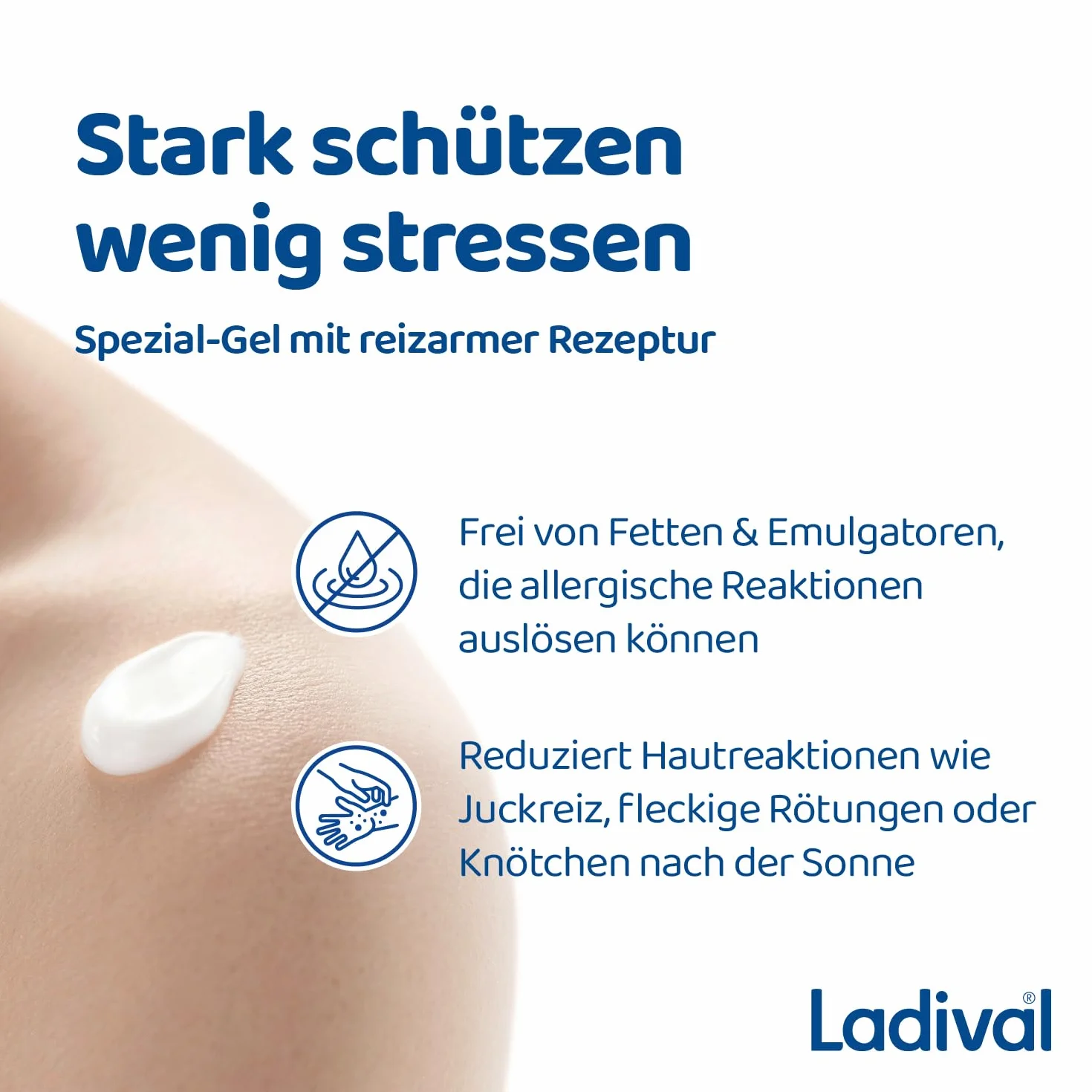 Ladival Allergische Haut Sonnenschutz-Gel LSF 50+: Sonnencreme für den Körper bei Sonnenallergie und Mallorca-Akne, wasserfest, mit 4-fach Zellschutz, 200ml