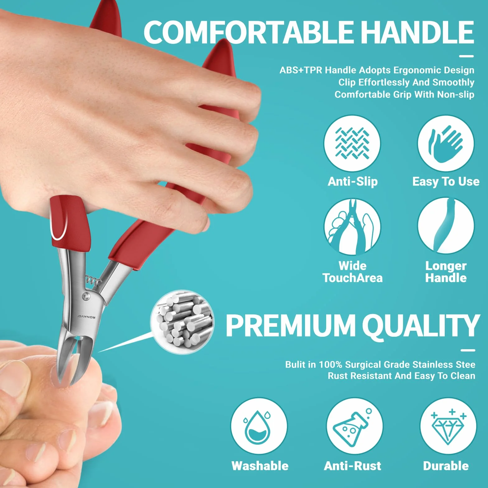 Podologen Zehennagelknipser, Professionelle Dicke & Eingewachsene Zehennagelknipser für Männer & Senioren, Pediküre Clipper Zehennagelschneider, Super scharfe gebogene Klinge Grooming Tool