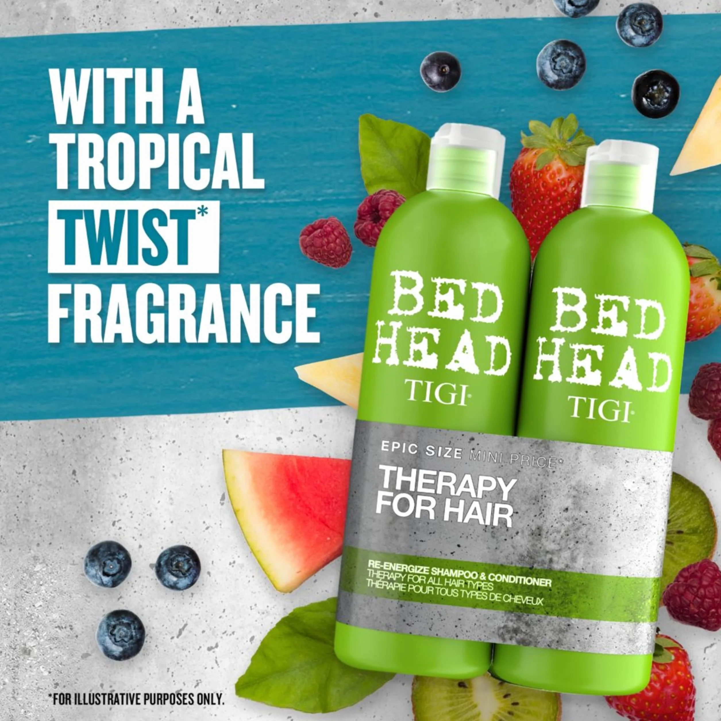 Bed Head by TIGI | Re-Energise Shampoo und Conditioner Set | Professionelle Haarpflege, tief reinigend und pflegend | Für alle Haartypen | 2 x 750 ml
