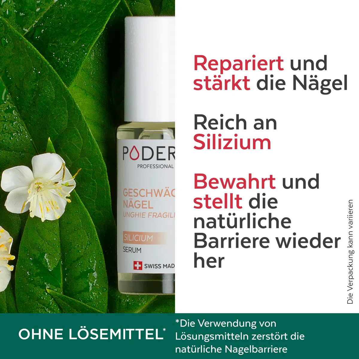 PODERM - STRAPAZIERTE NÄGEL CHEMOTHERAPIE – Serum Silicium - Beruhigt, kräftigt und repariert - Schützender Nagelhärter - Professionelle Pflege - Swiss Made
