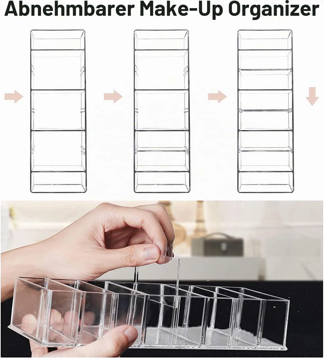 2 Stücke Abnehmbarer Kosmetik Organizer 8 Fächern Make-up-Organizer Acryl Aufbewahrungsboxen, Schmuck Ausstellungsboxen transparente Schubladen für Kommode Waschtisch Badezimmer Küche