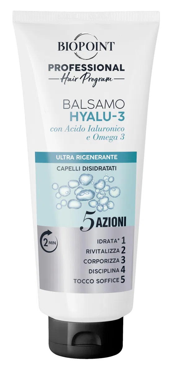 Biopoint Professional Hair Program HYALU-3 Kit Ultra Regenerierende Formel, enthält Shampoo 400 ml + Conditioner 350 ml, schenkt trockenem und dehydriertem Haar Vitalität und Wohlbefinden