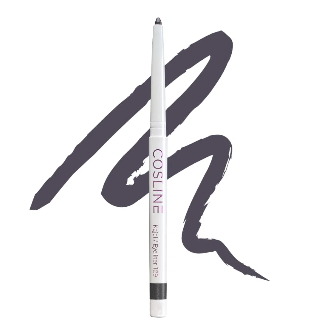 COSLINE Kajal Eyeliner Aubergine 129, Wasserfester Kajal, Dunkler neutraler Lidstrich, Nicht so "hart" wie Schwarz, Weiches Auftragen, Starke Pigmentierung, Vegan, Made in Germany