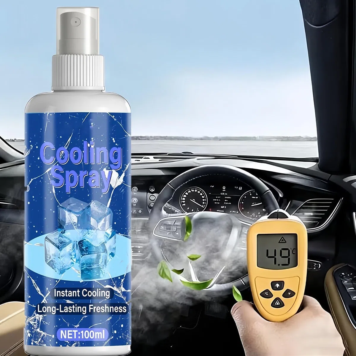 Kühlendes Körperspray | 100ml Spray Mit Sofortiger Kälte, Nicht Fettend, Erfrischend - Hautkühlspray für den Sommer - Für Outdoor, Park, Picknick, Wandern, Camping, Und Sport