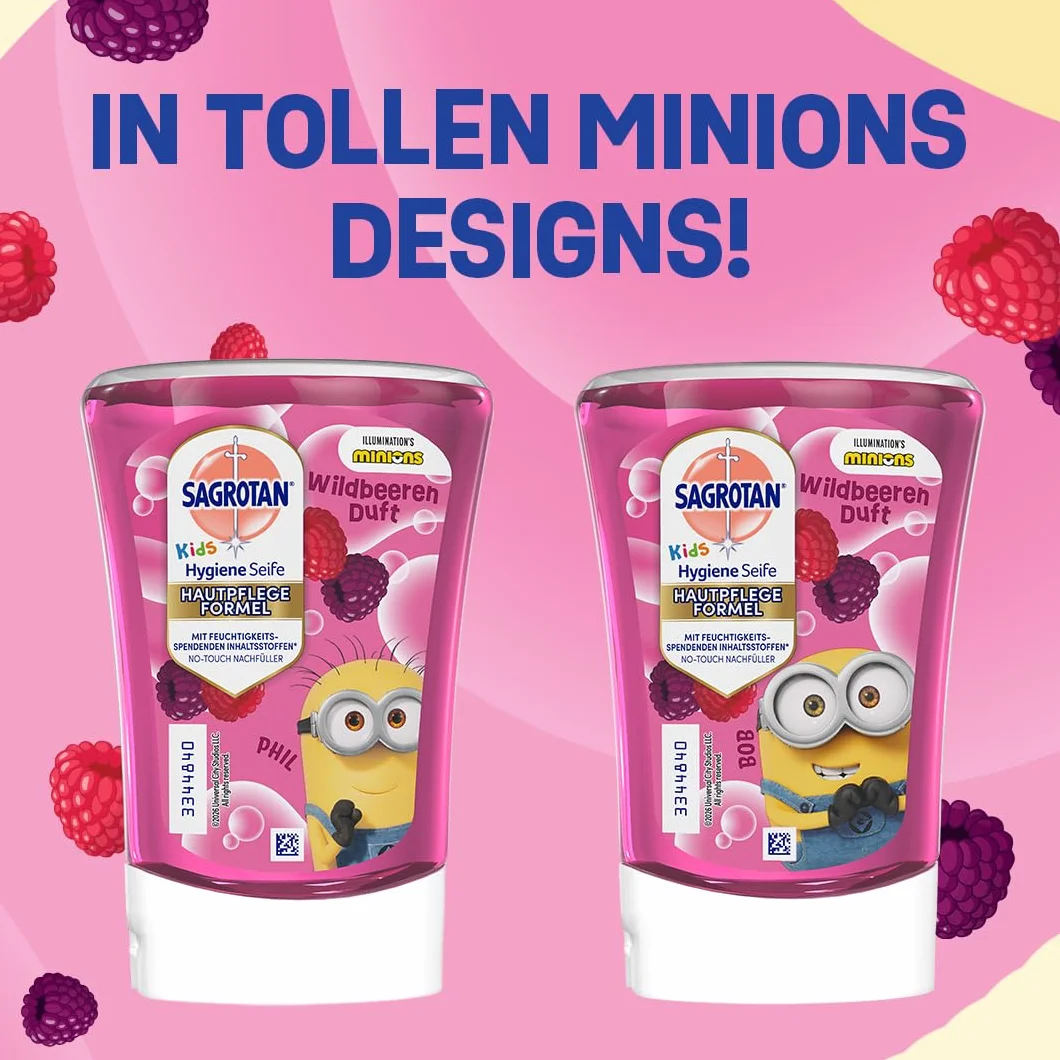 Sagrotan Kids No-Touch Nachfüller Wildbeeren – Für den automatischen Seifenspender – 5 x 250 ml Handseife