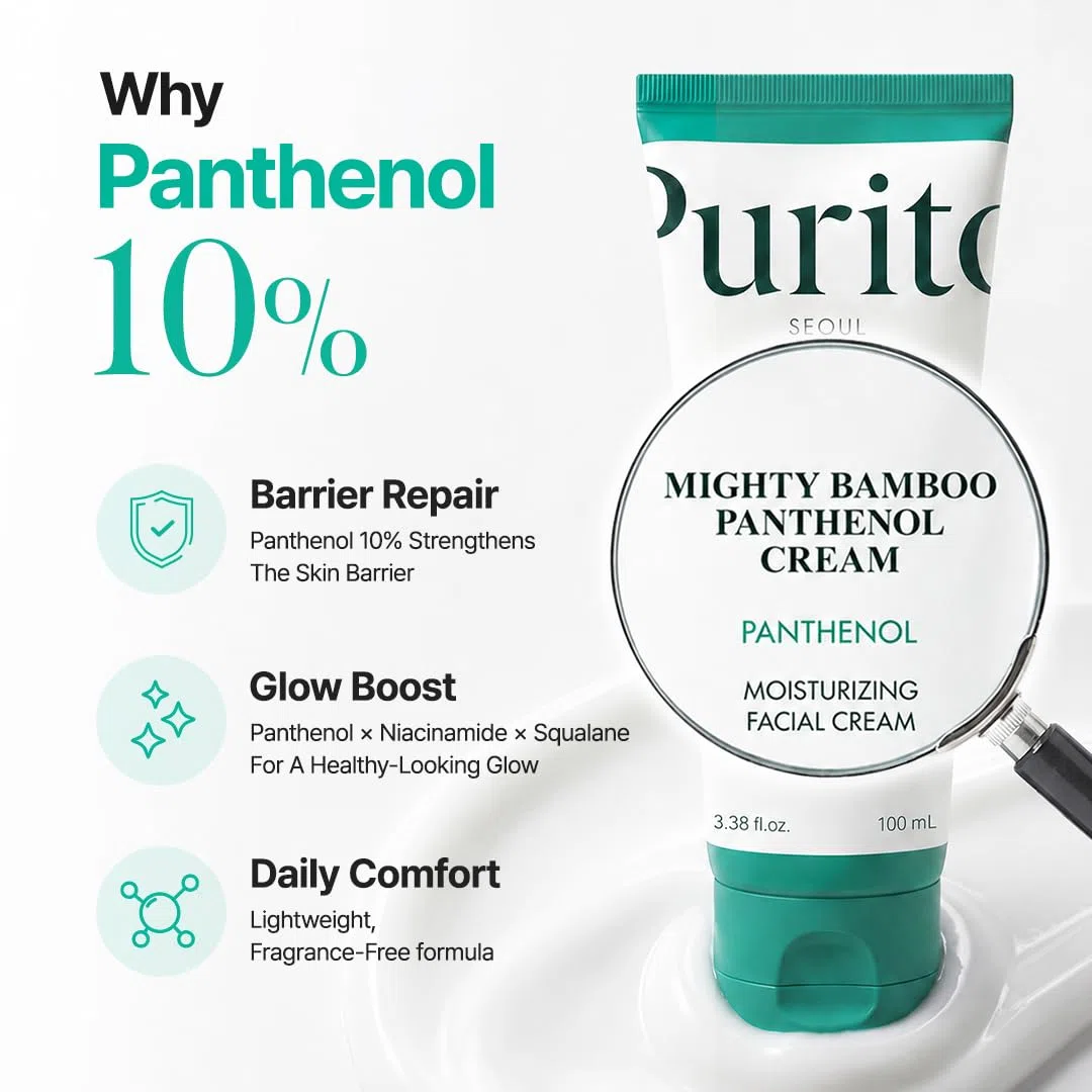 PURITO Panthenol 10% Post-Akne-Creme, Feuchtigkeitscreme für Hautunreinheiten & Barriere-Reparatur, silikonfrei, nicht komedogen, parfümfrei, vegane koreanische Hautpflege, 100 ml