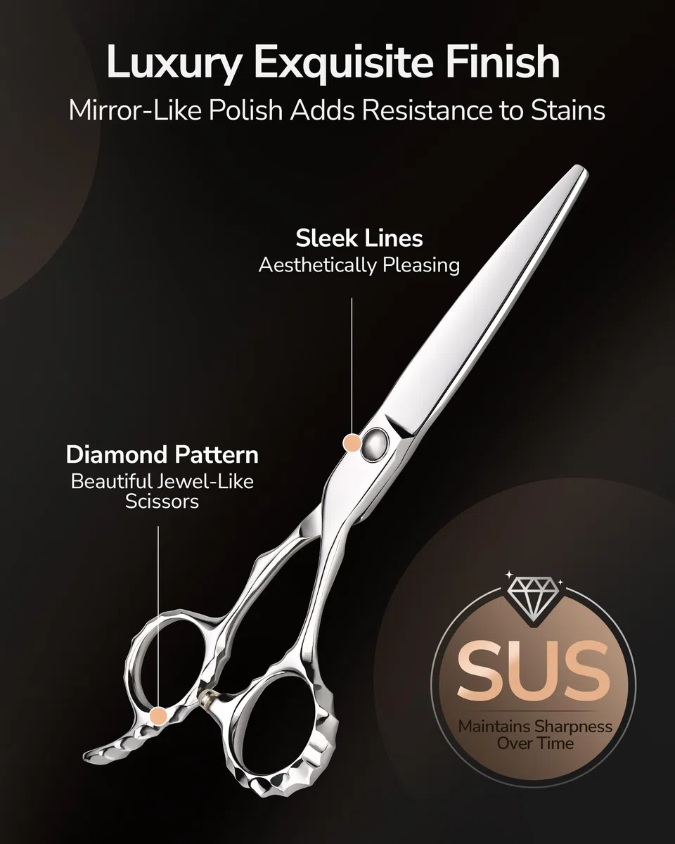 ULG Professionelle Haarschneidescheren, 16,5 cm 440C japanische Edelstahl-Friseurscheren, handgeschliffene rasiermesserscharfe Klingen und ergonomischer versetzter Griff für den Salon und Heimgebrauch
