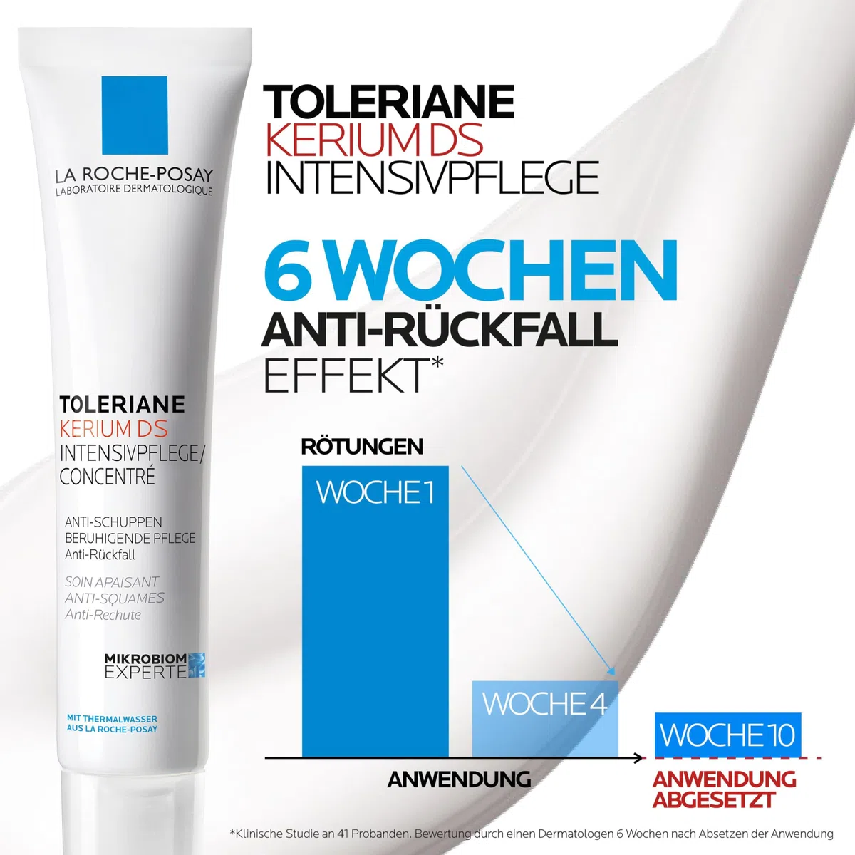 La Roche Posay Intensivpflege für schuppende Gesichtshaut, Bei seborrhoischer Dermatitis, Mildert schuppende Haut und Rötungen, Mit Thermal Dermobiotic und Zink, Toleriane Kerium DS, 40 ml