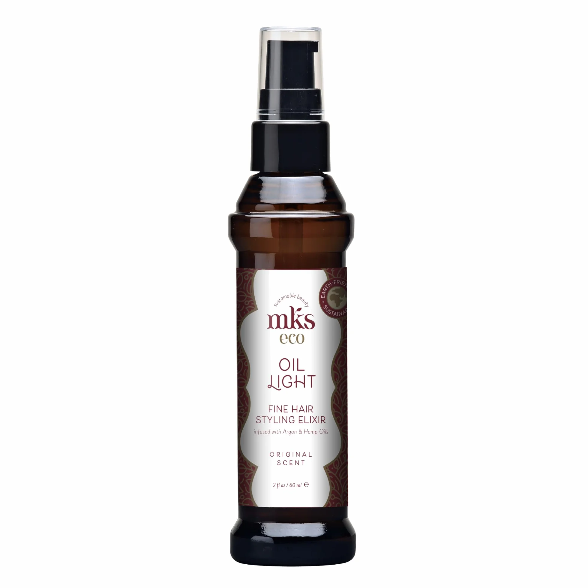 MKS Eco Oil Light, Original - 2 fl oz - Haarstyling-Elixier - Marokkanisches Arganöl, Hanfsamenöl - Ideal für feines Haar - Spendet Feuchtigkeit, pflegt das Haar und kontrolliert Frizz
