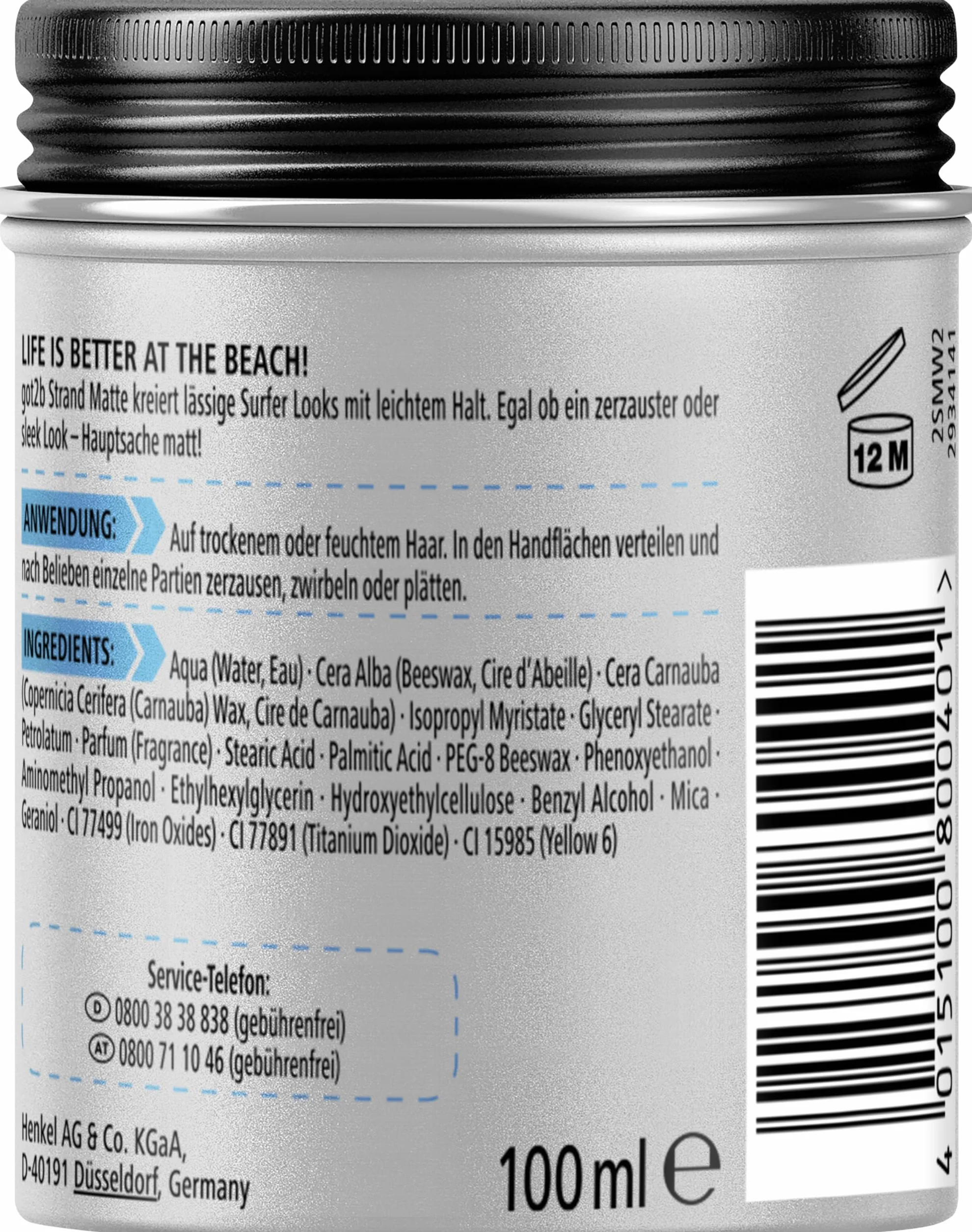 got2b Strand Matte Matt-Paste (100 ml), Styling Paste für matte Surfer Looks, zum Strubbeln, Texturieren oder Zähmen ohne Verkleben, leichter Halt (Packung mit 4)