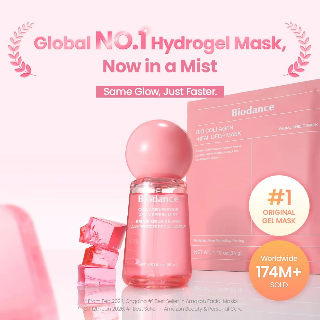 BIODANCE Collagen Peptide Jelly Serum Spray, Feuchtigkeitsspendendes Gesichtsspray, Hydrogel zum Aufsprühen, Reiseutensilien und Selbstpflege-Geschenke für Frauen, Koreanische Hautpflege | 1.69 fl.oz
