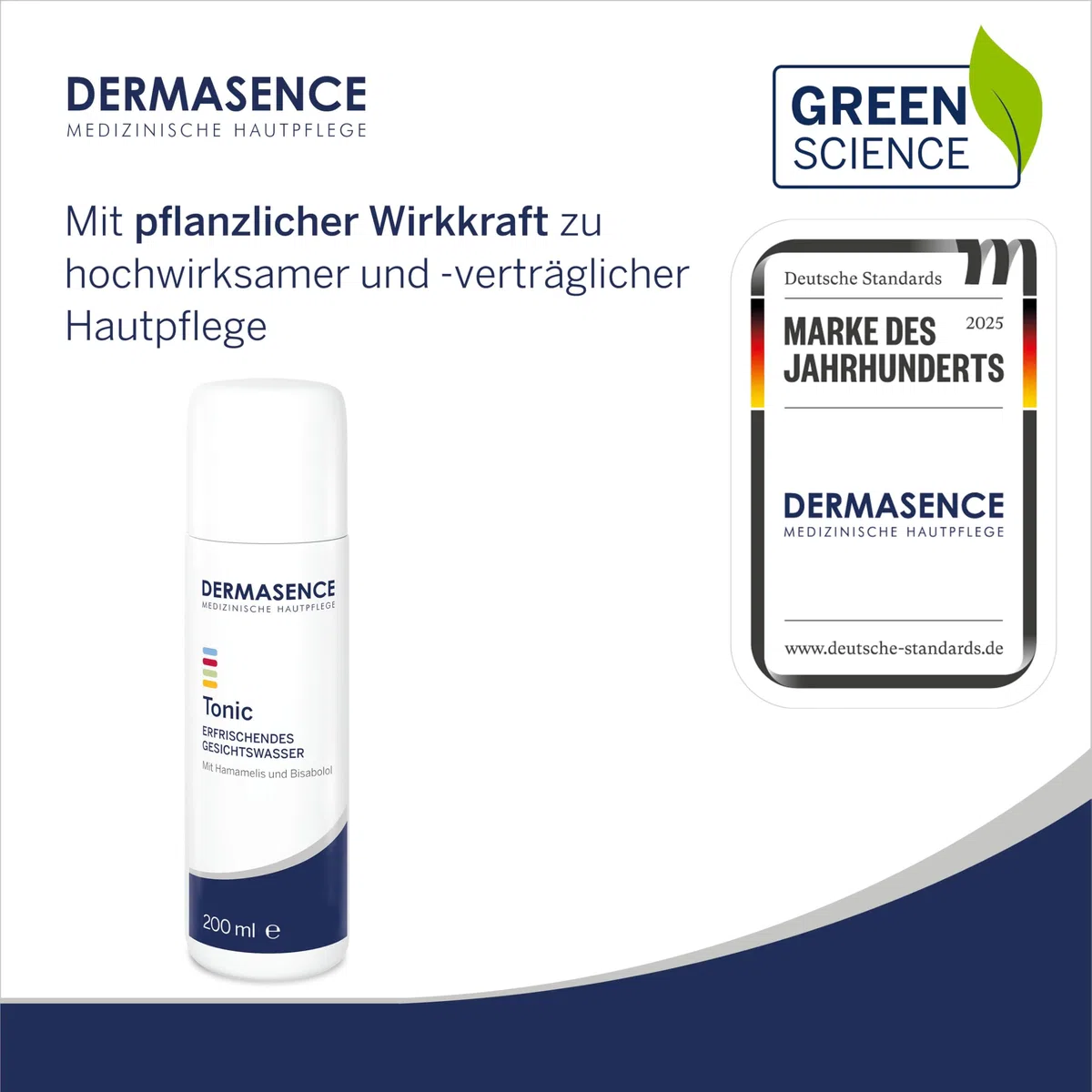 DERMASENCE Tonic, 200 ml – Gesichtswasser für fettige & unreine Haut, erfrischt & klärt sanft, mit Panthenol & Hamamelis, pH-ausgleichend, vegane Pflege für klare Haut, auch nach der Rasur geeignet
