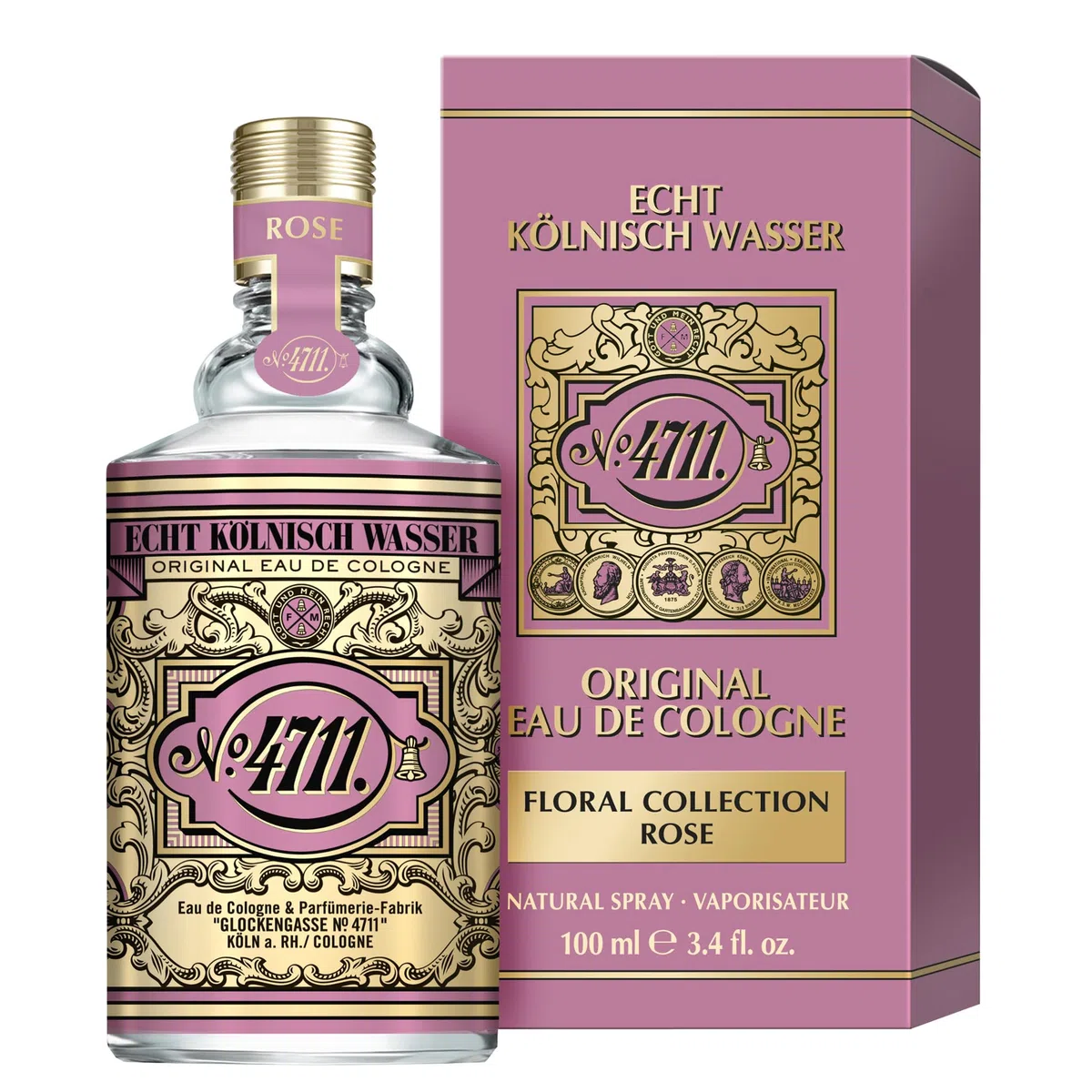 4711® Echt Kölnisch Wasser – Floral Collection ROSE – Eau de Cologne – moderne florale Interpretation der Duftikone – zart, feminin & romantisch – 100 ml Natural Spray