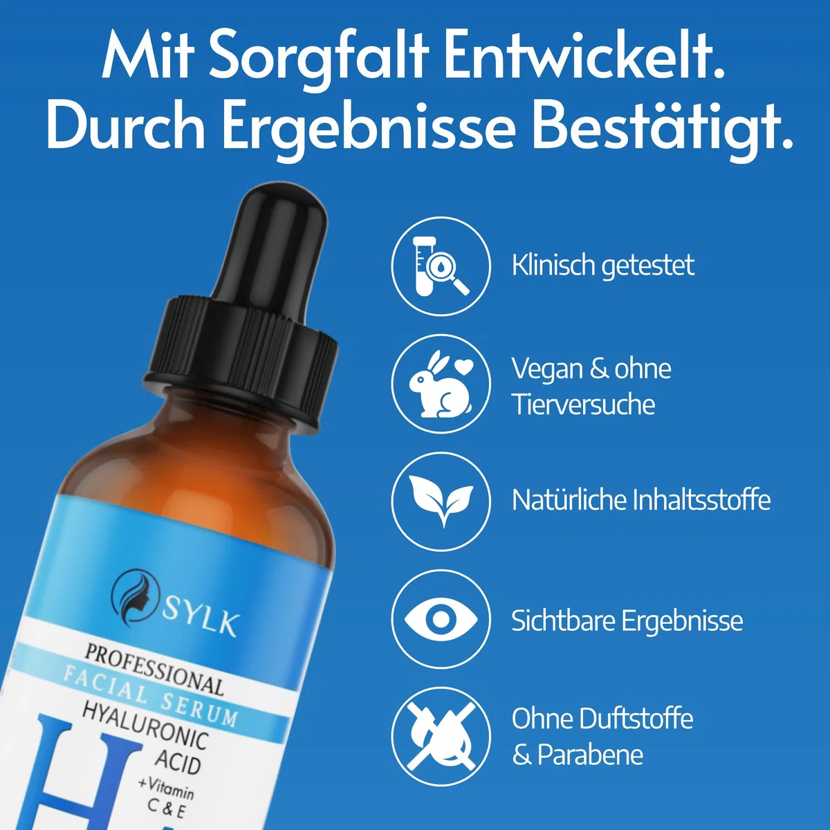 Hyaluron Serum Hochdosiert mit Vitamin C für Microneedling | Hyaluronsäure + Vitamin C & E | Hyaluronic Acid Serum Gesicht | Anti Aging & Anti Falten | Feuchtigkeitsserum | 60 ml