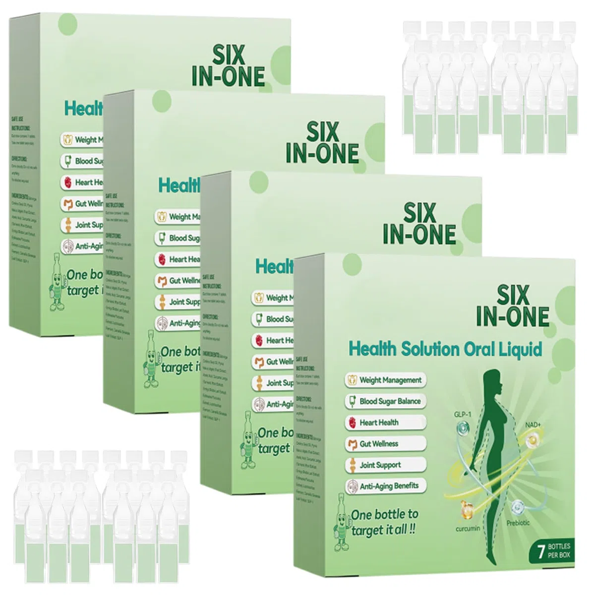 6-in-1 Abnehmen Tropfen, Orale Flüssigkeit zum Abnehmen, Weight Loss Drops, Six-in-One Pflege Tropfen für die tägliche Körperpflege, Bauchfett Schnell Loswerden, für Frauen und Männer