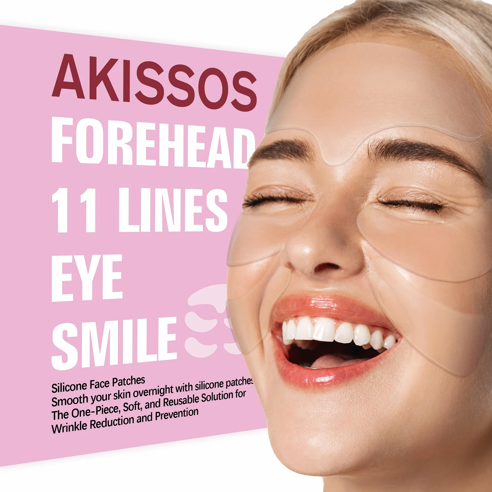 Silikonpflaster Gegen Falten - Akissos 5PCS Super Hydratation Zornesfalte Pflaster,Face Tape,Silikon Falten Pflaster Gesicht für Gesicht|Stirnfalten|Augen,Straffung über Nacht,Nach der Skincare