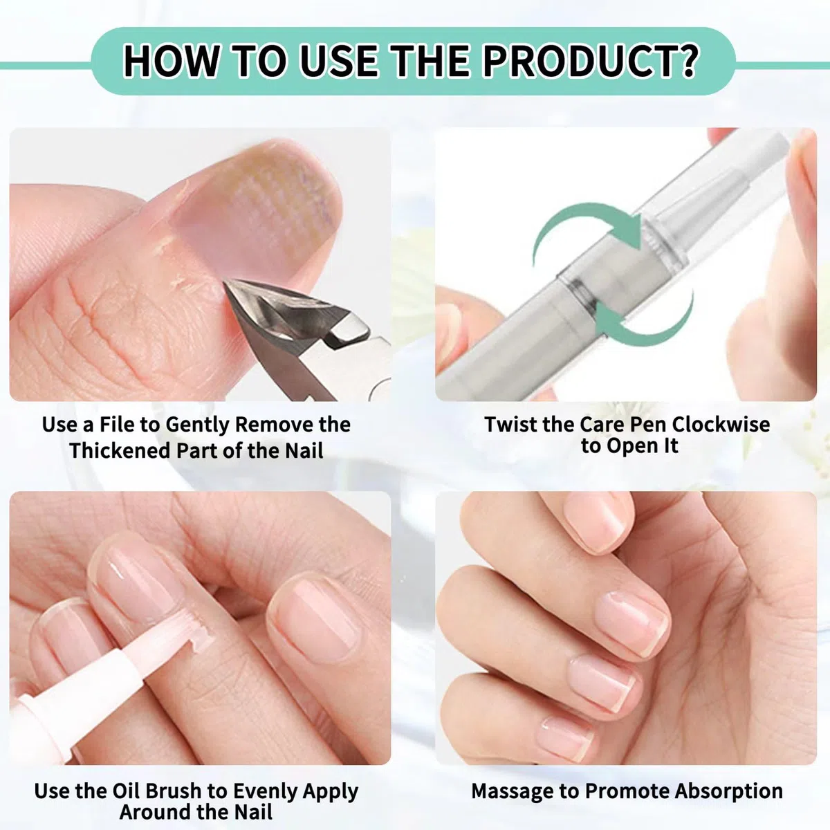 4 Stück Nail Pen, mit Teebaumöl Vitamin E für Fördern Sie das Nagelwachstum