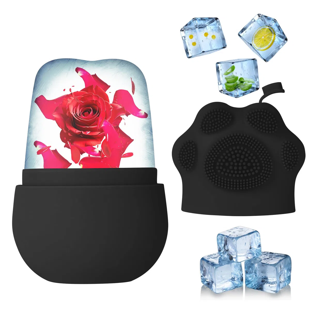Beugo Ice Roller Gesicht, Eisroller Gesicht Auge Massagegerät, Katzenkratzstil Facial Eisroller Eis-Gesichtsbehandlung, Reduziert Schwellungen, Gesicht Straffung, Augenringe (Schwarz, 1 Stück)