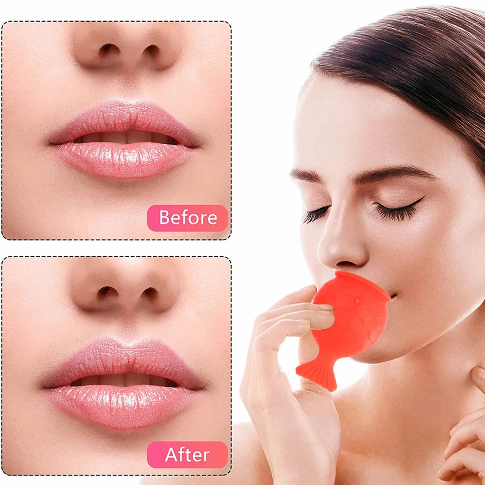 Volle Lippen, Tragbarer Niedlicher Lippenfüller aus Silikon in Fischform, Lippenvergrößerer, Lippenverbesserungsgerät, Schönheitswerkzeug für Frauen und die Meisten Menschen