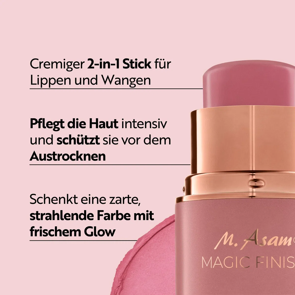 M. Asam MAGIC FINISH Cream Stick Blush & Lip Sweet Flush (6g) – Cremiger Rouge Stick Für Lippen & Wangen, Cream Blush Mit Glow Finish, Pflegende Lippenpflege Mit Farbe, High End Make Up Für Damen