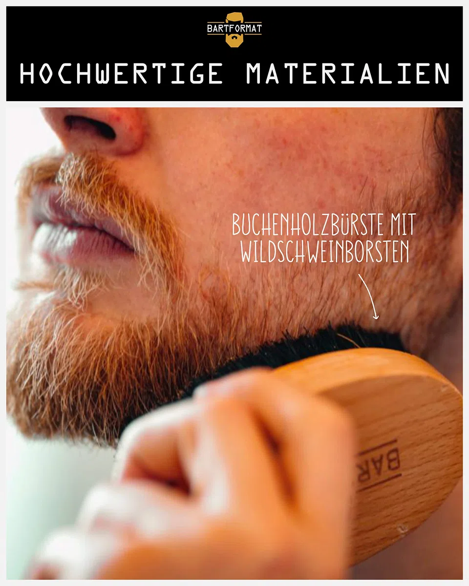Bartpflege Set "WEICHMACHER" von BARTFORMAT - Bartöl (50 ml) + Bartkamm (Birnbaumholz) + Bartbürste (Wildschweinborsten) inkl. Kulturbeutel - Das Bartpflegeset Männer Geschenk