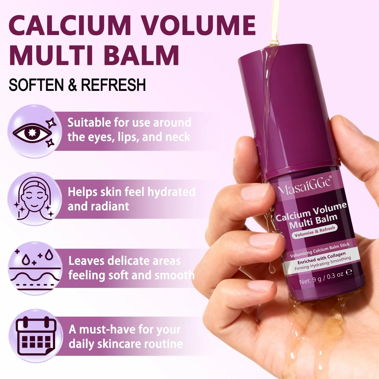 Calcium Multi Balm – Anti-Aging & Straffender Skincare Stick mit Kollagen & Calcium, gegen Augenringe & Falten, Intensive Feuchtigkeit für Gesicht, Augen und Hals, 9g Portable Solid Serum（2PCS）