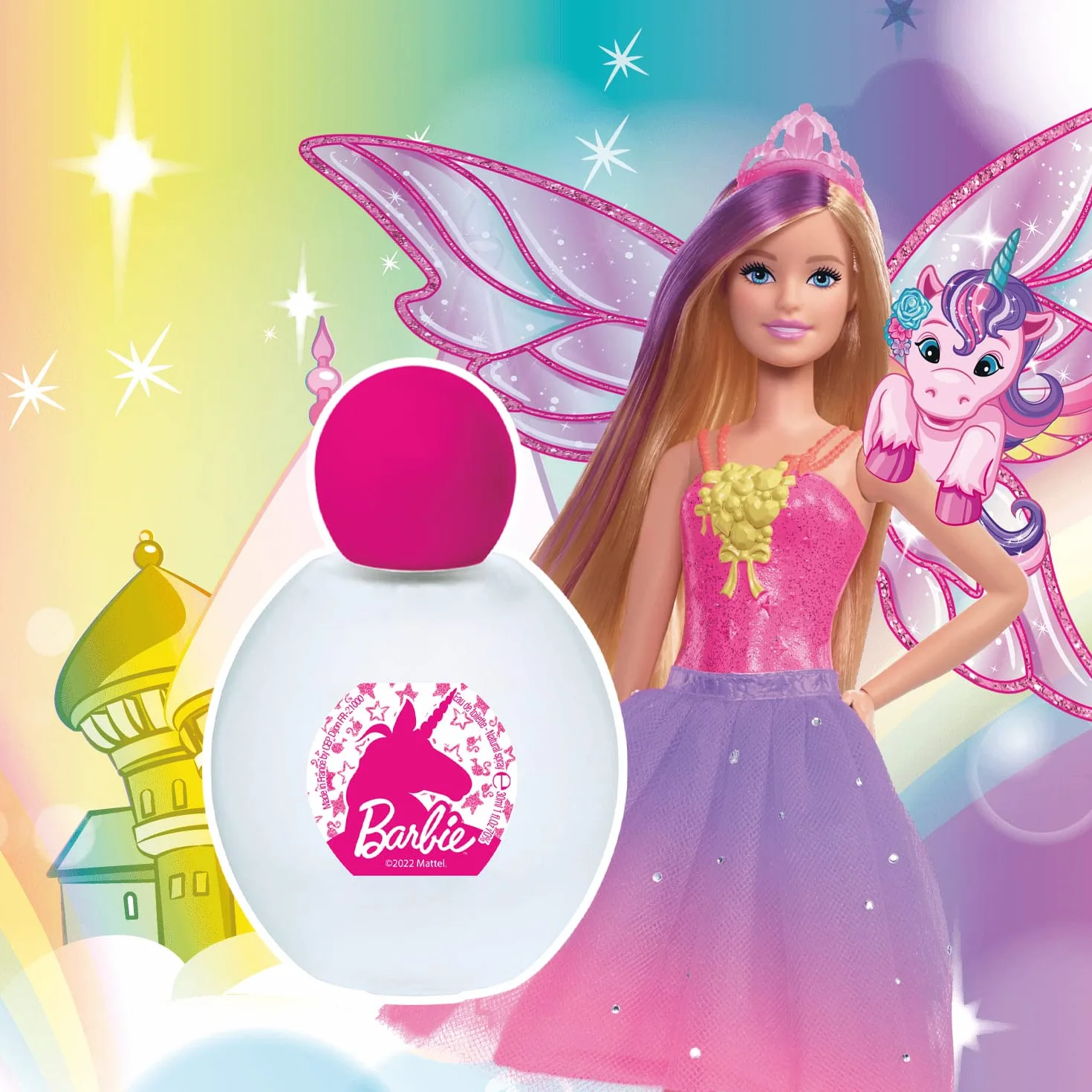 BARBIE Parfumset Eau de Toilette Kinder Mädchen 30 ml + Parfümiertes Duftspray Körper und Haare 100 ml Blumig-Fruchtiger Duft