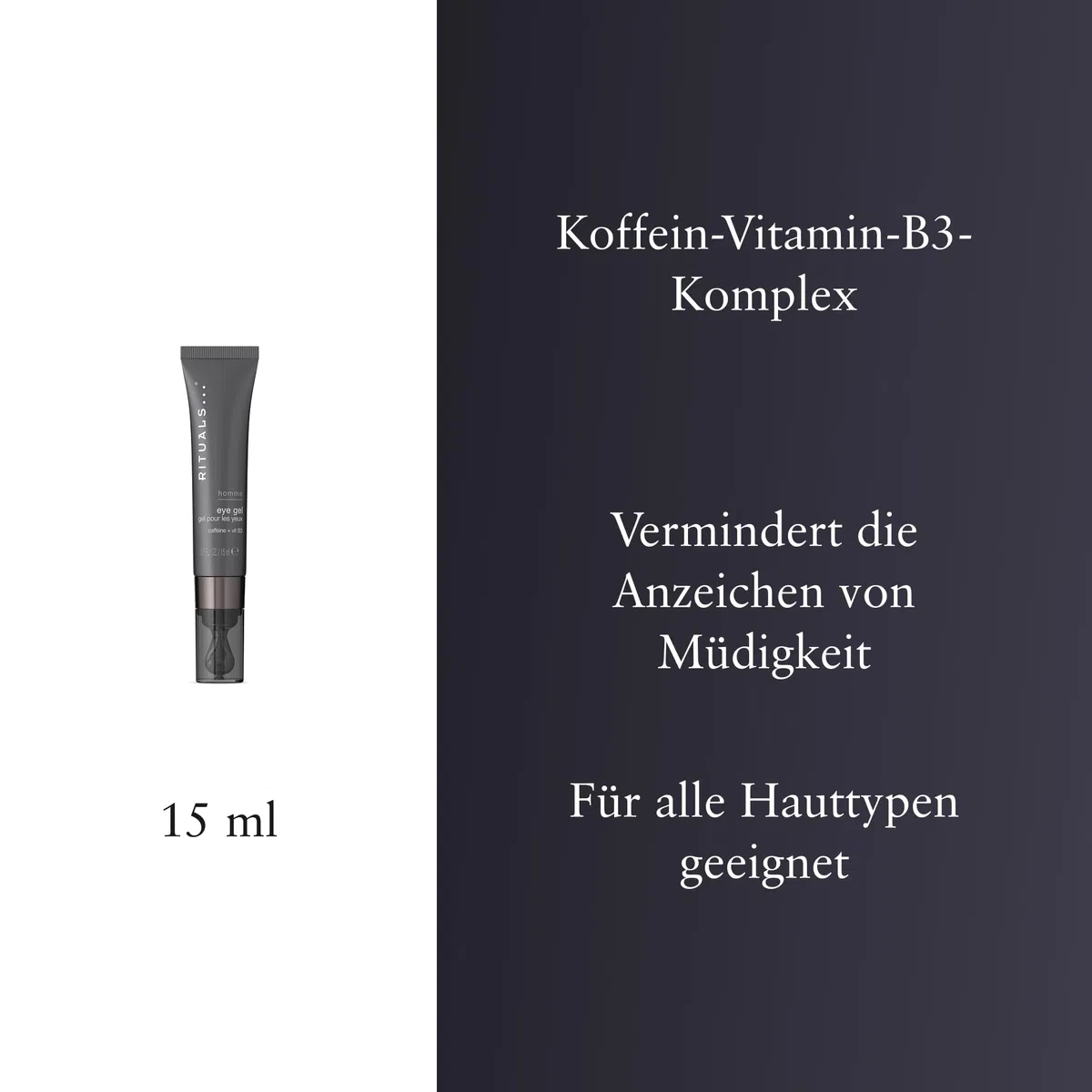 RITUALS Homme Eye Gel für Männer, Anti-Aging-Augenpflege mit Koffein und Vitamin B3, gegen Augenringe und Schwellungen, 15 ml