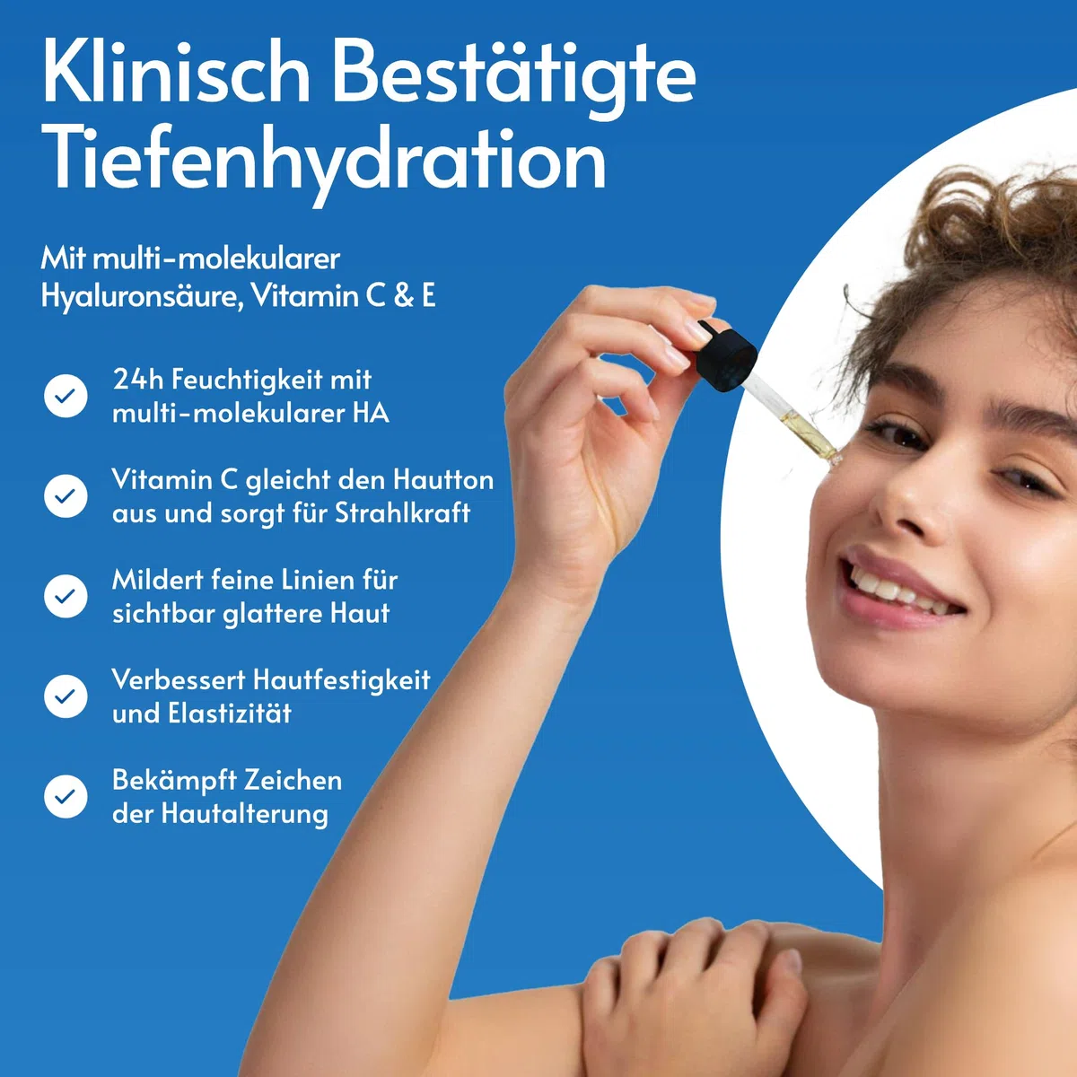 Hyaluron Serum Hochdosiert mit Vitamin C für Microneedling | Hyaluronsäure + Vitamin C & E | Hyaluronic Acid Serum Gesicht | Anti Aging & Anti Falten | Feuchtigkeitsserum | 60 ml