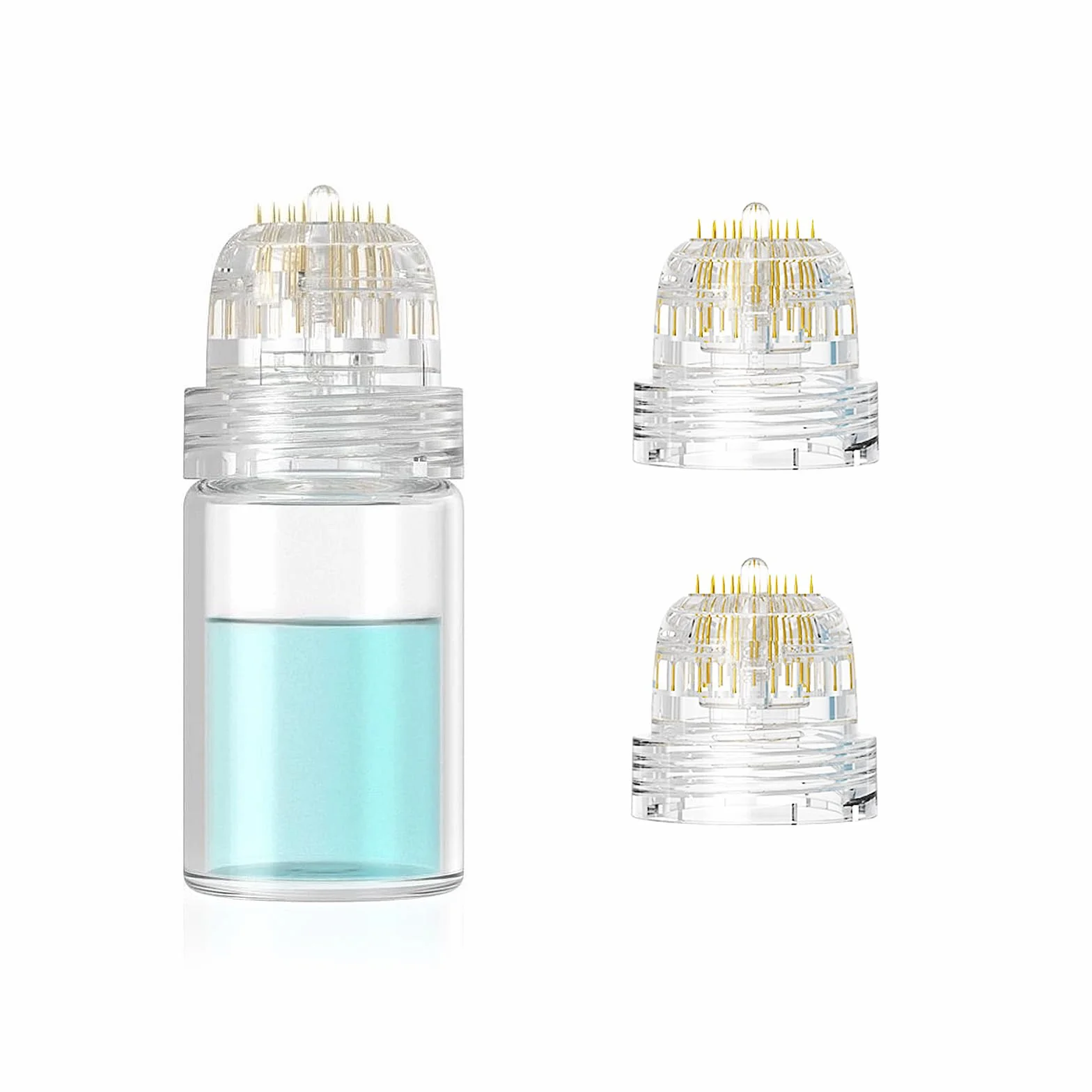 Derma Stamp Hydra Needle 20 Microneedling 0,5 mm, Microneedling Hydra Nadel Derma Roller mit 3 Auswechselbaren Derma-Stamp-Köpfen Anti Aging Beauty Essence Flasche Kosmetisches Microneedling Werkzeug