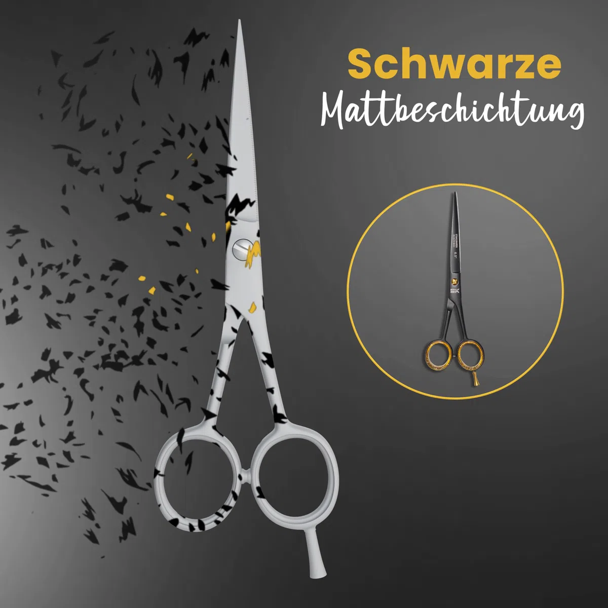 Haarschere 6,5 Zoll Premium Rostfrei Mikroverzahnt Friseurschere Haarschneideschere für Damen, Herren und Kinder für kräftiges und feines Haar