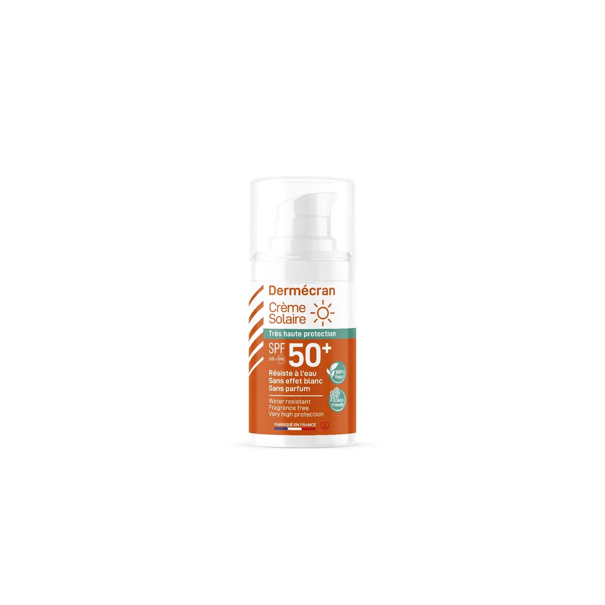 12 Stück – Dermécran – Sonnencreme SPF50+ – Gesicht und Körper – Formel Vegan & Ocean Friendly – wasserfest – für die ganze Familie ab 3 Jahren – Taschenformat 15