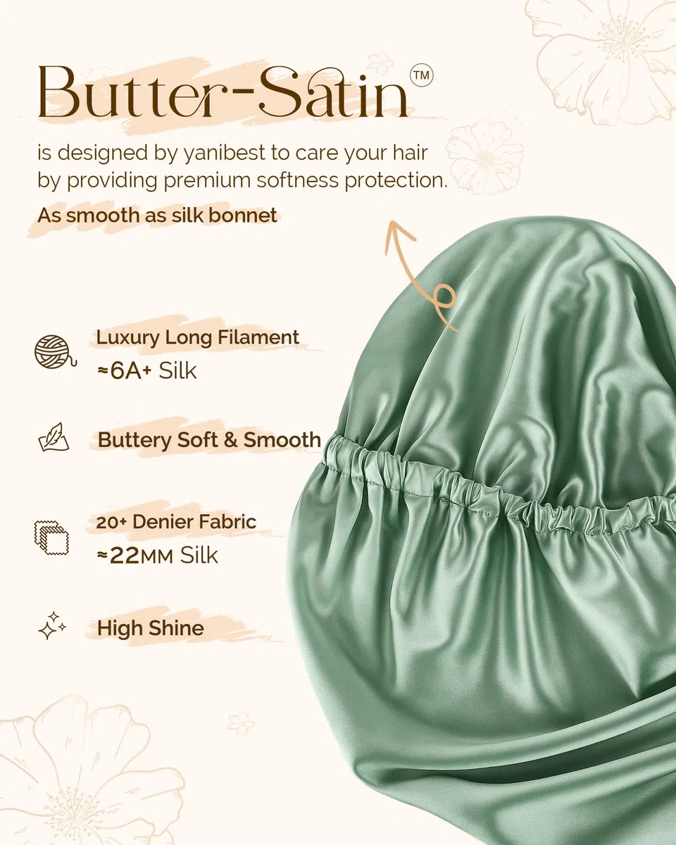 YANIBEST Lange Haube Geflecht Haube zum Schlafen Verstellbare Satin-Seidenhaube für Zöpfe Schlafhaube für Frauen Locs