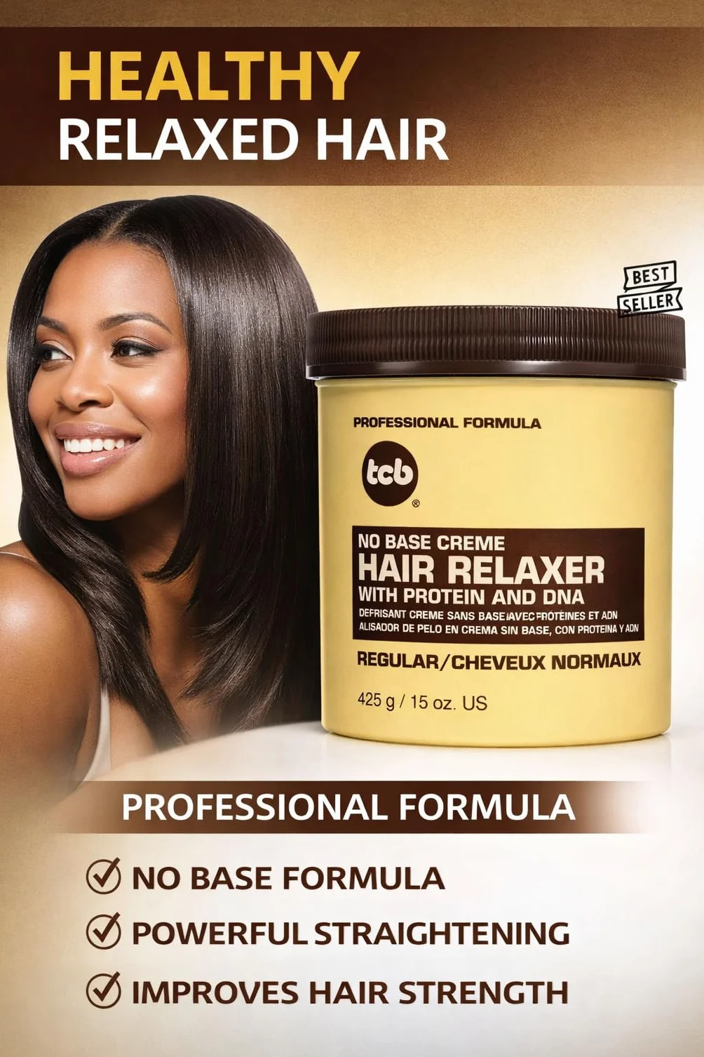 3x Relaxer/Glättungscreme TCB No Base Creme Hair Relaxer REGULAR - NORMAL 425g (Insgesamt - 1275g)