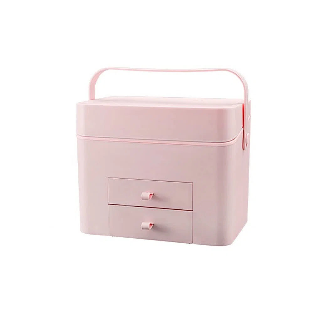 Kosmetische Vitrine Tragbare Kosmetik-Aufbewahrungsbox Hautpflege-Aufbewahrungsbox mit beleuchtetem Make-up-Spiegel-Aufbewahrungsbox Geeignet for Badezimmer-Schlafzimmer-Kommode Make-up-Organizer