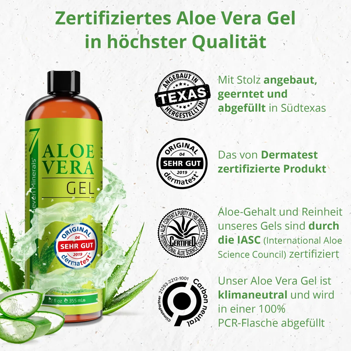 Aloe Vera Gel 99% Bio, 355 ml - ÖKO-TEST Sehr Gut - 100% Natürlich, Rein & Ohne Duftstoffe (Alkoholfrei, Kein Parfüm/WC-Duft) - Einzigartige Vegane Formel OHNE XANTHAN - aus ECHTEM SAFT, NICHT PULVER.
