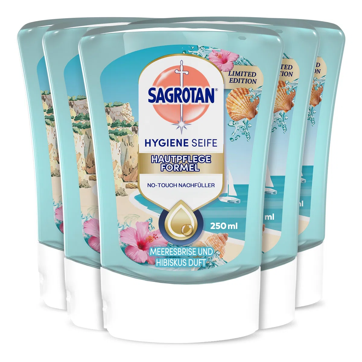 Sagrotan No-Touch Nachfüller Sardinia Dreams Limited Edition – Für den automatischen Seifenspender – 5x250ml