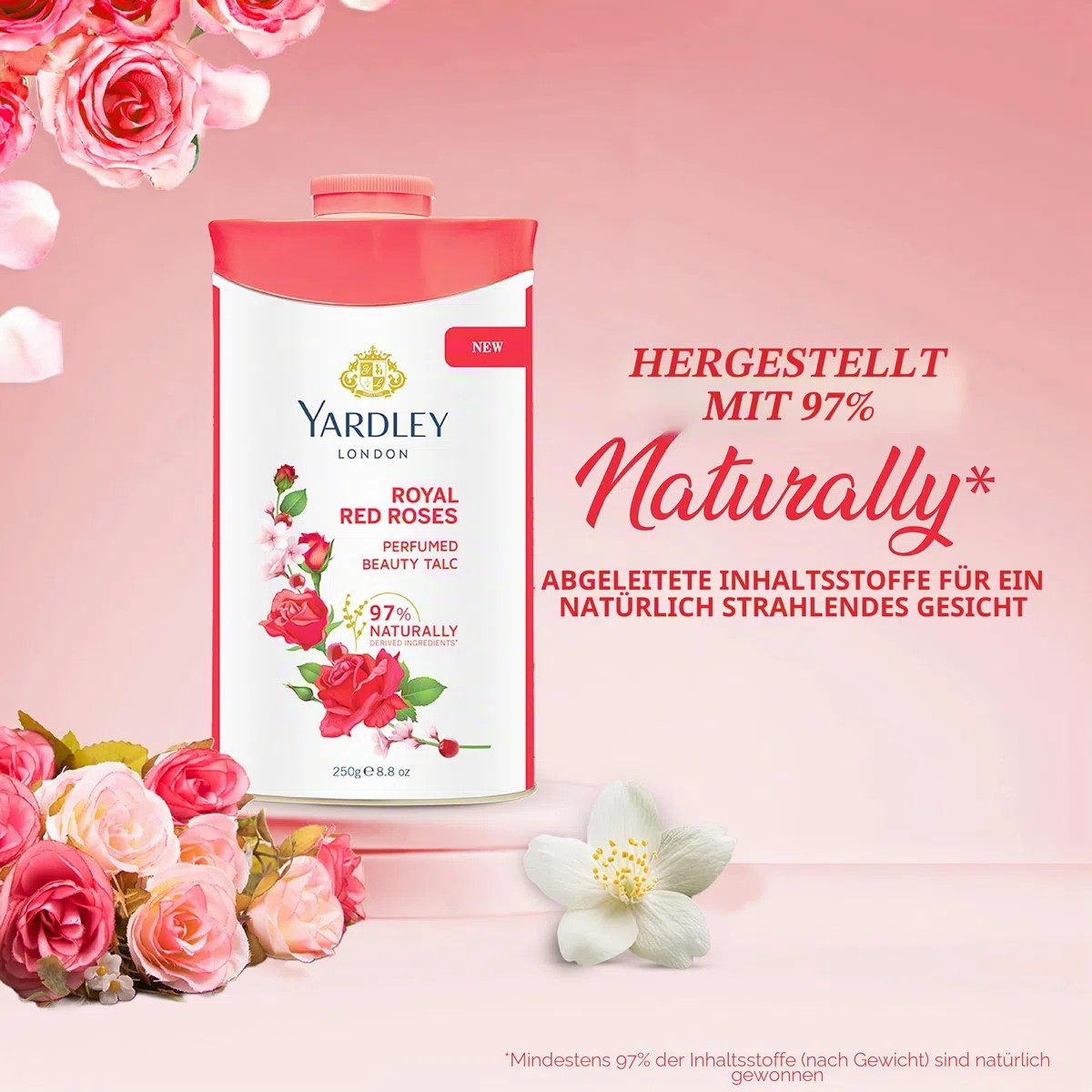 Yardley Red Rose Parfümierter Talk 250 g
